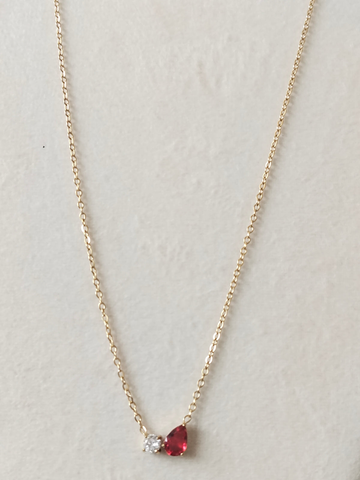 Ruby Pear & Diamond Duo Necklace
