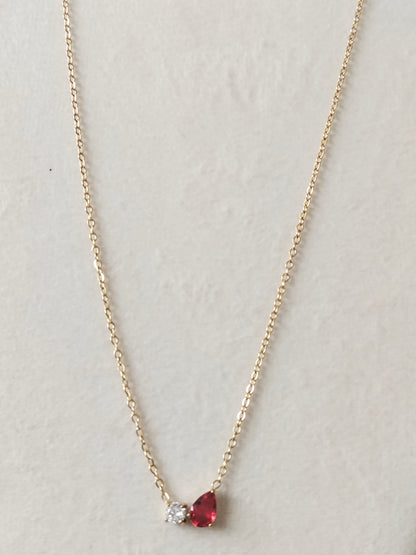 Ruby Pear & Diamond Duo Necklace