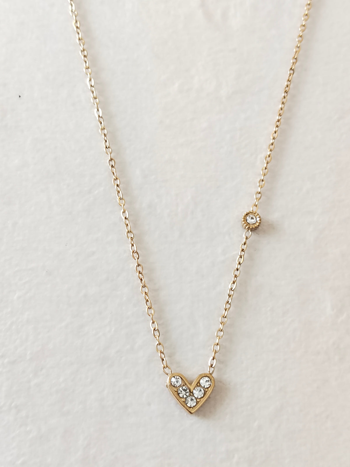 Pavé Crystal Heart Pendant Necklace – Gold-Tone Stainless Steel