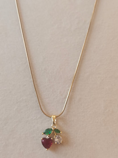 Cherry CZ Pendant Necklace