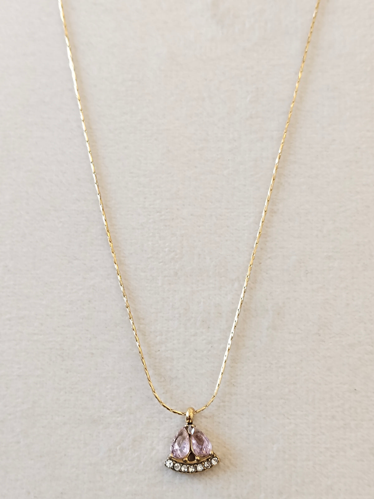 Pink Twin Teardrop Pendant Necklace