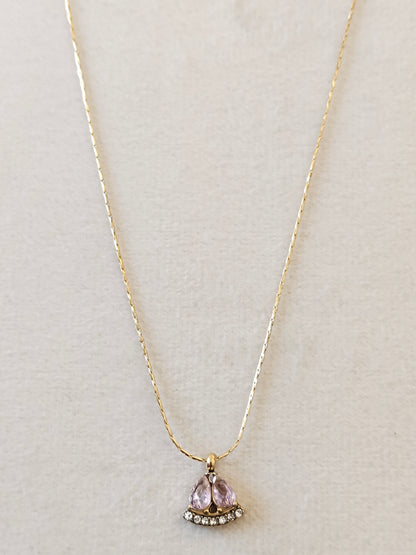 Pink Twin Teardrop Pendant Necklace
