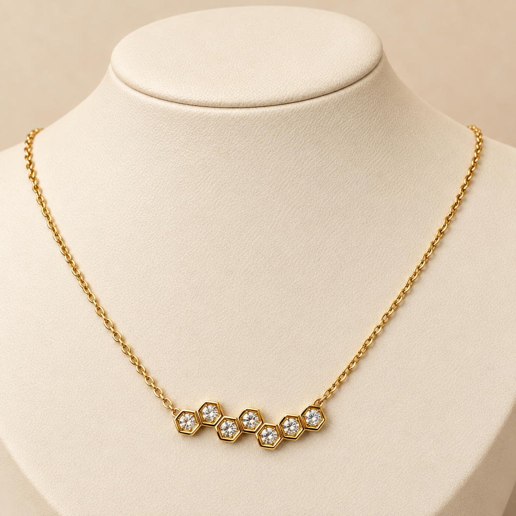 Hexagon Sparkle Bar Necklace