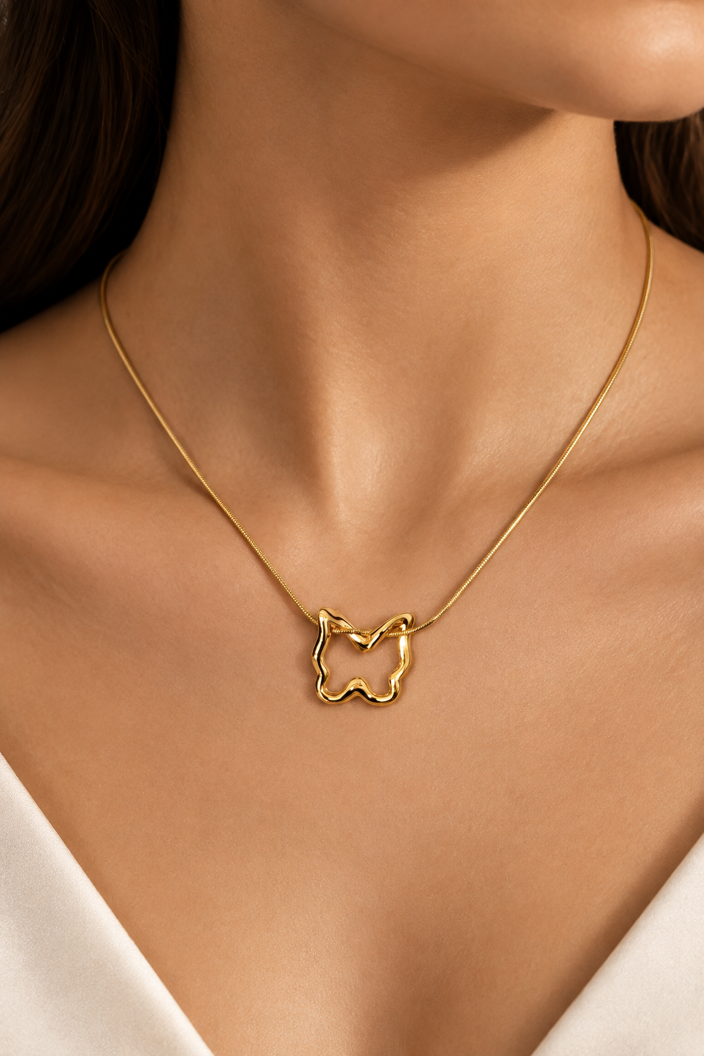 Open Butterfly Pendant Necklace