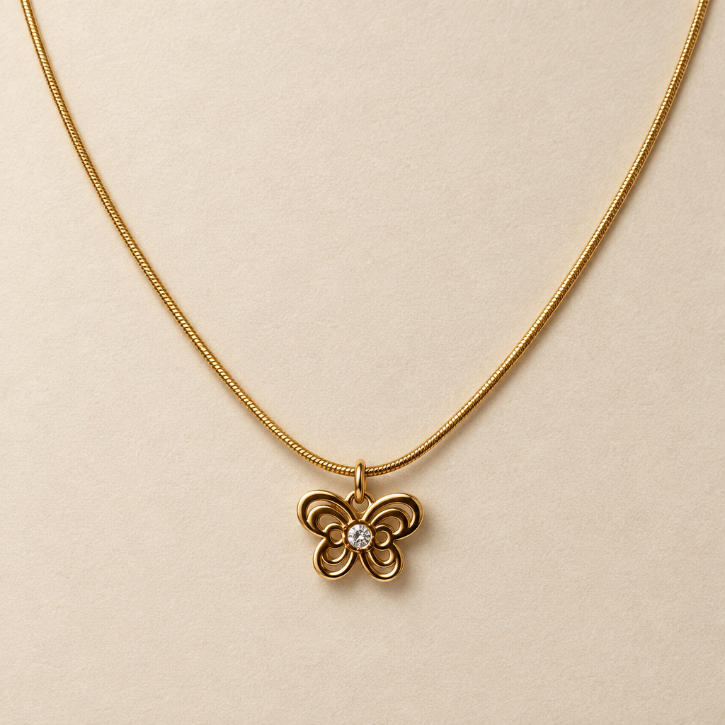 Sparkle Butterfly Pendant Necklace