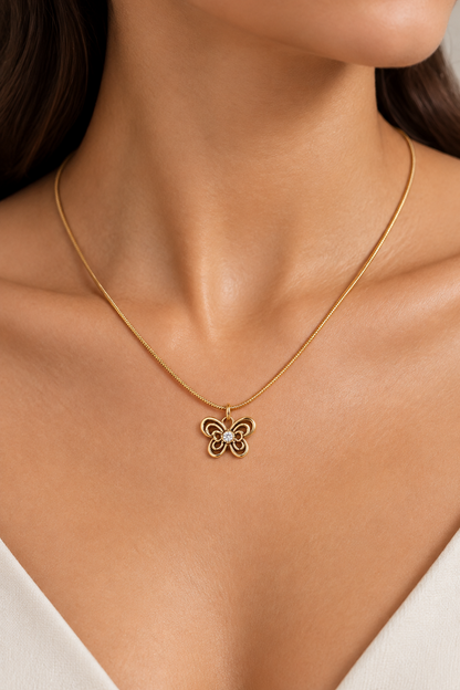 Sparkle Butterfly Pendant Necklace
