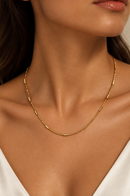 Tube Bead Snake Chain Necklace