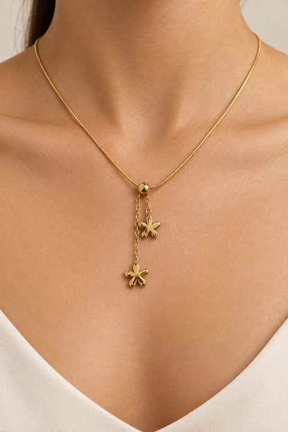 Double Flower Drop Necklace