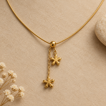Double Flower Drop Necklace