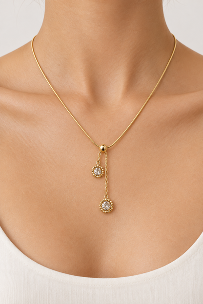 Double Halo Drop Necklace