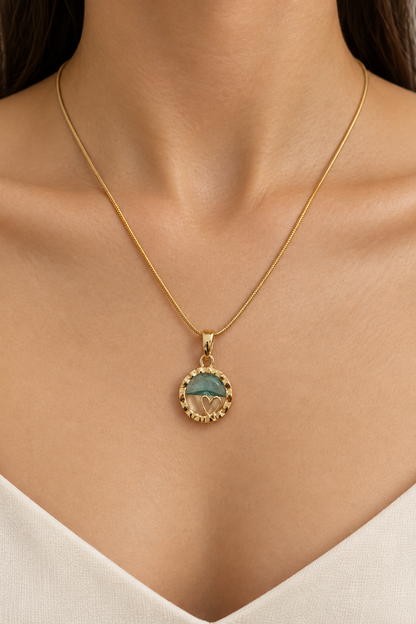 Ocean Heart Circle Necklace