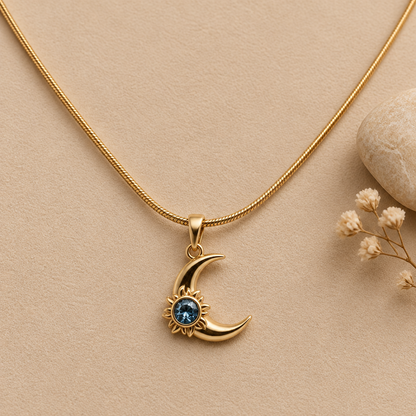 Blue Sun Moon Necklace
