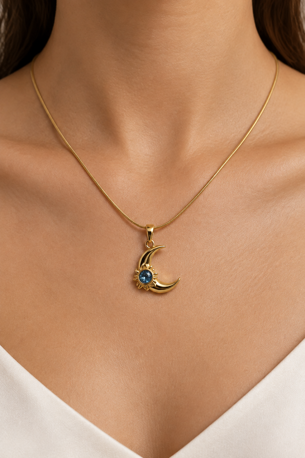 Blue Sun Moon Necklace