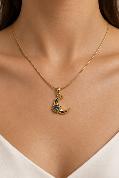 Blue Sun Moon Necklace