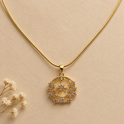 Celestial Star Circle Necklace