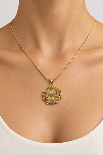 Celestial Star Circle Necklace