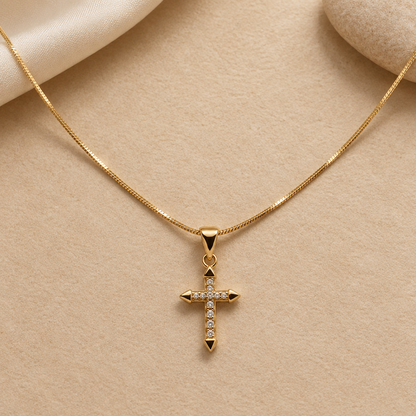 Sparkling Pointed Cross Necklace