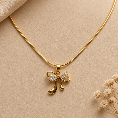 Crystal Bow Pendant Necklace
