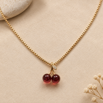 Red Cherry Pendant Necklace