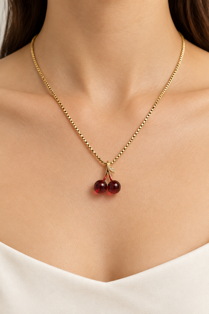 Red Cherry Pendant Necklace