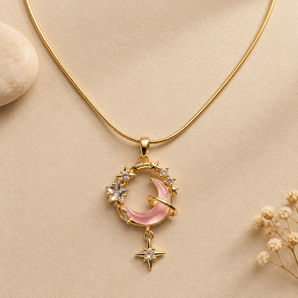 Pink Moon Star Necklace