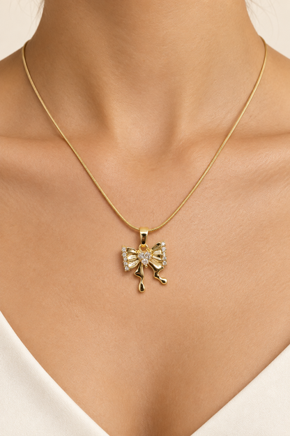 Heart Bow Pendant Necklace