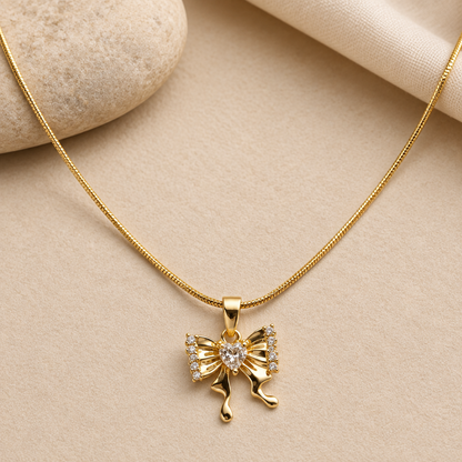 Heart Bow Pendant Necklace