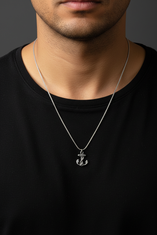 Unisex Anchor Pendant Necklace