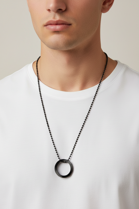 Black Ring Men's Necklace