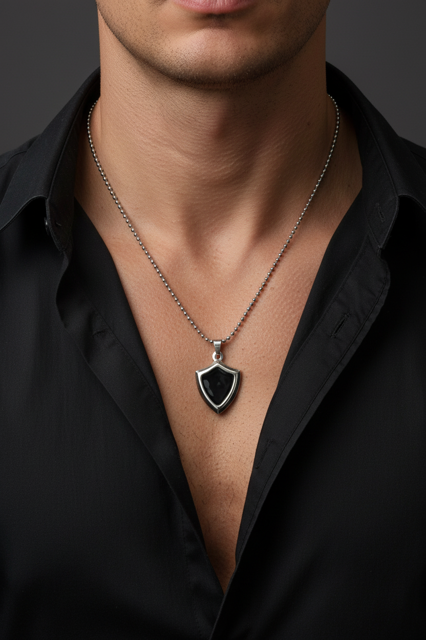 Men's Shield Pendant Necklace