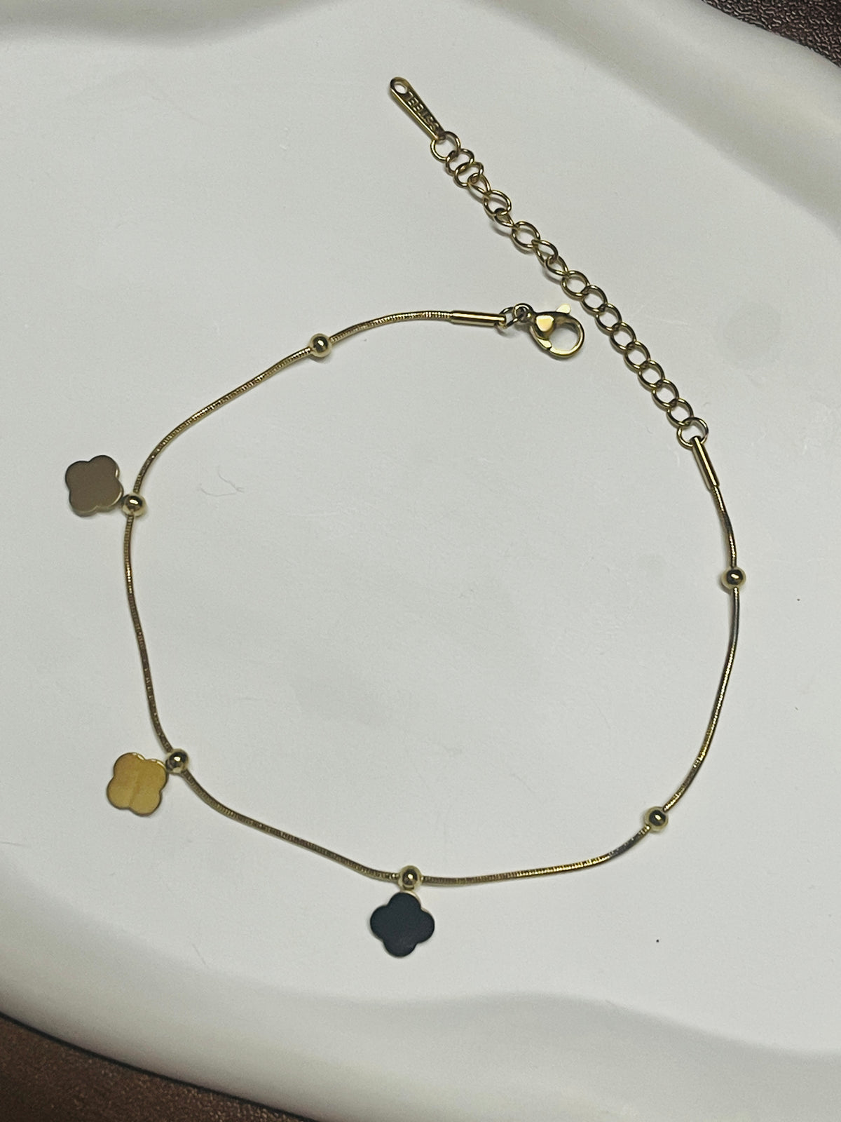 Gold Plated Clover Charm Anklet