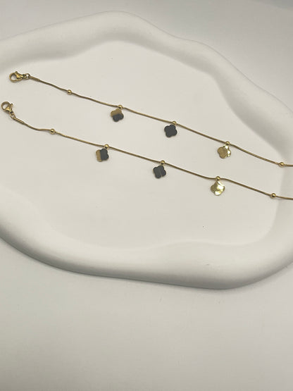 Gold Plated Clover Charm Anklet