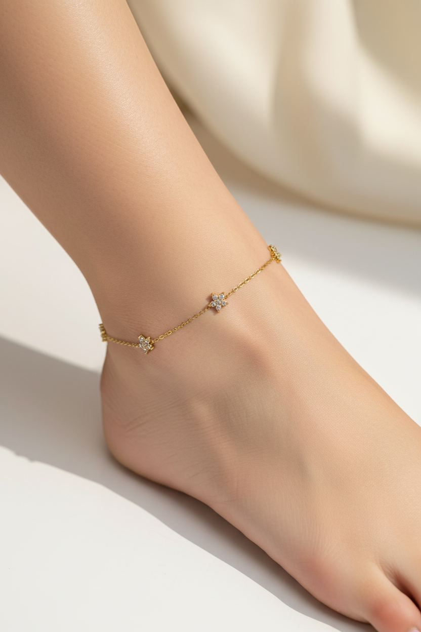 Floral Charm Anklet