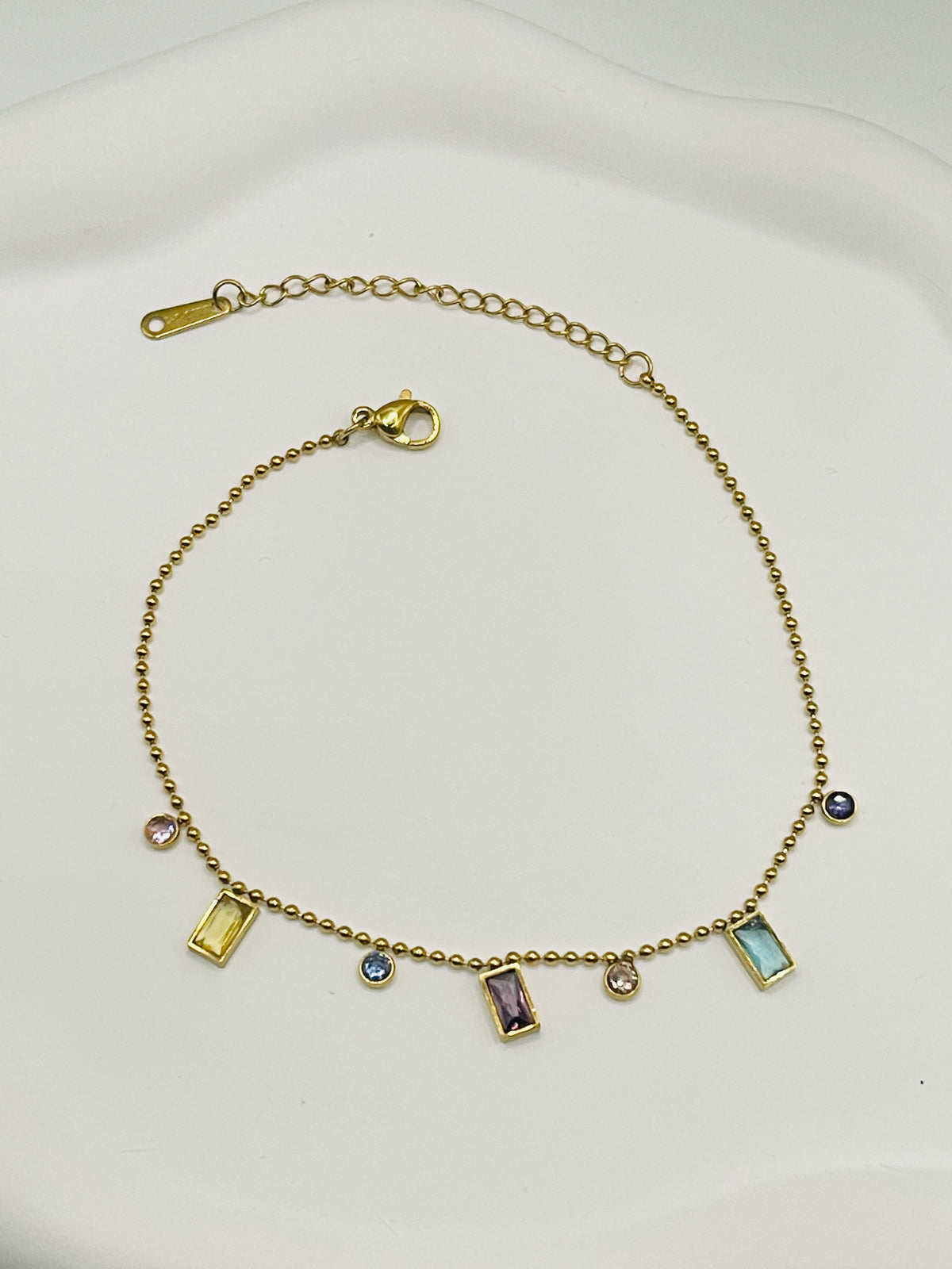 Multicolour Crystal Charm Anklet