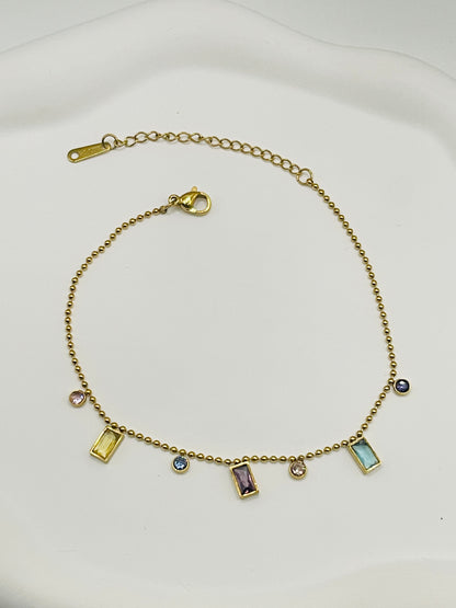 Multicolour Crystal Charm Anklet
