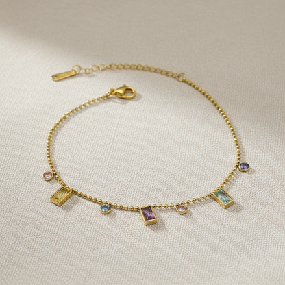 Multicolour Crystal Charm Anklet