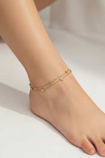 Bow Charm Double Layer Anklet