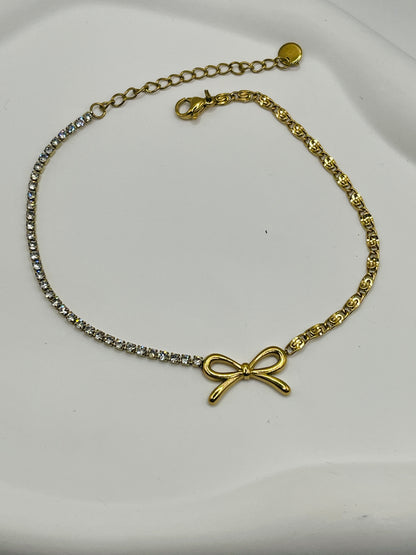 Bow Charm Half Tennis Anklet