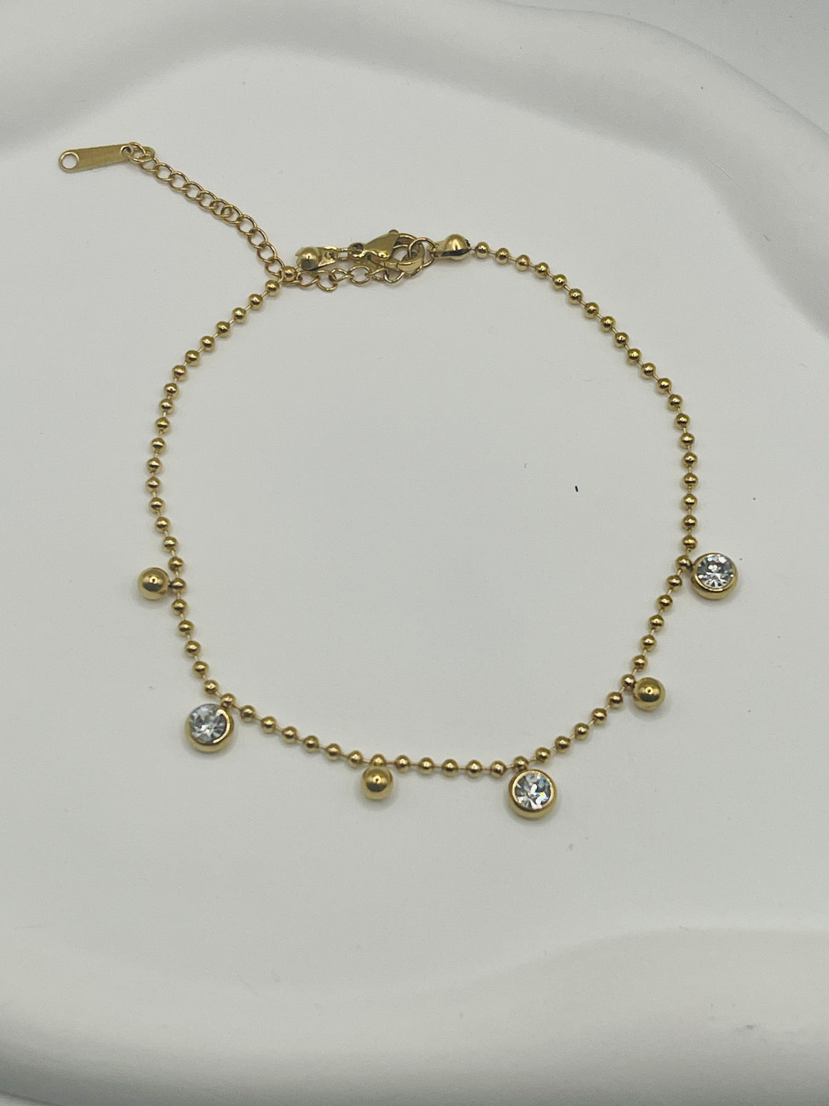 CZ Drop Ball Chain Anklet