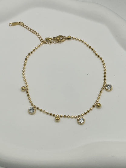 CZ Drop Ball Chain Anklet