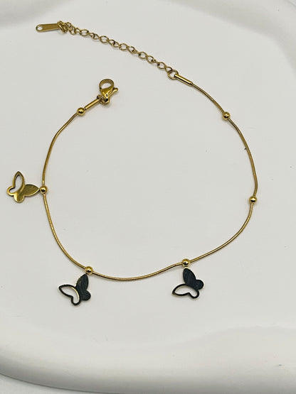 Butterfly Charm Snake Chain Anklet