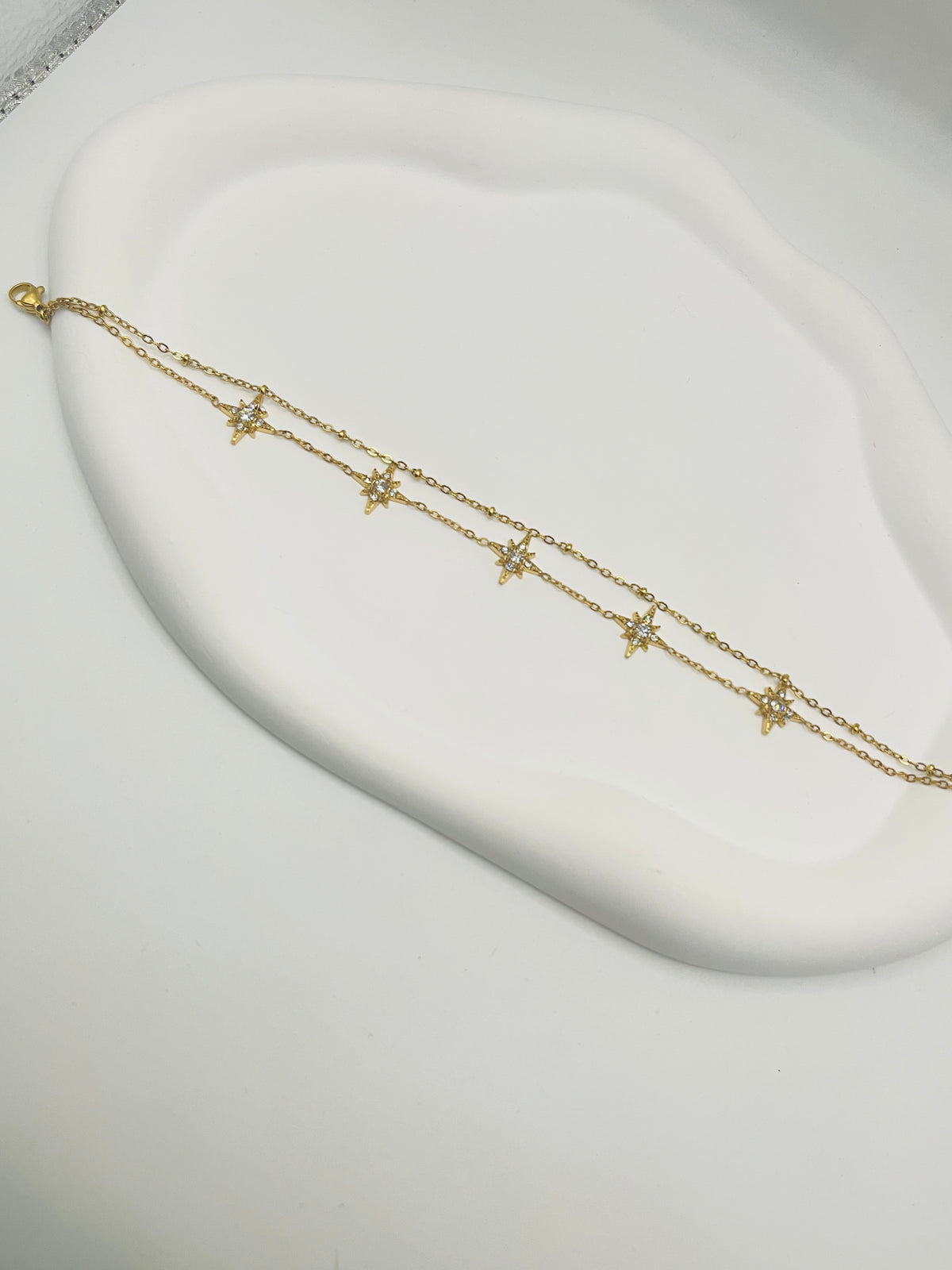 CZ Star Double Layer Anklet