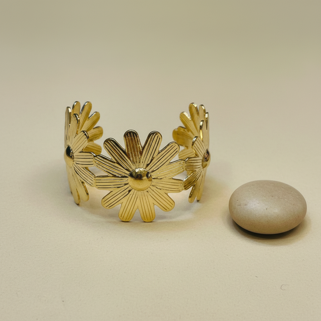 Daisy Flower Cuff Bangle