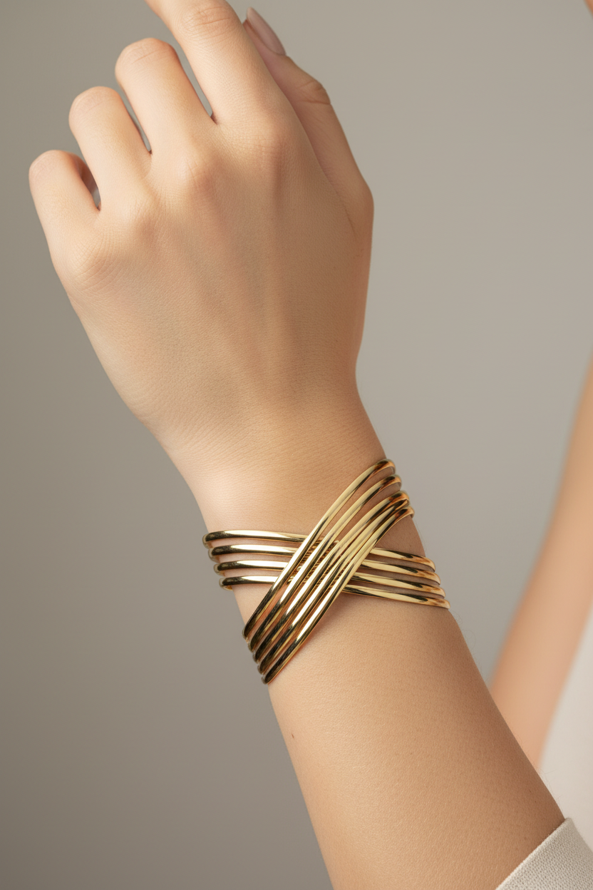 Criss Cross Wide Cuff Bangle