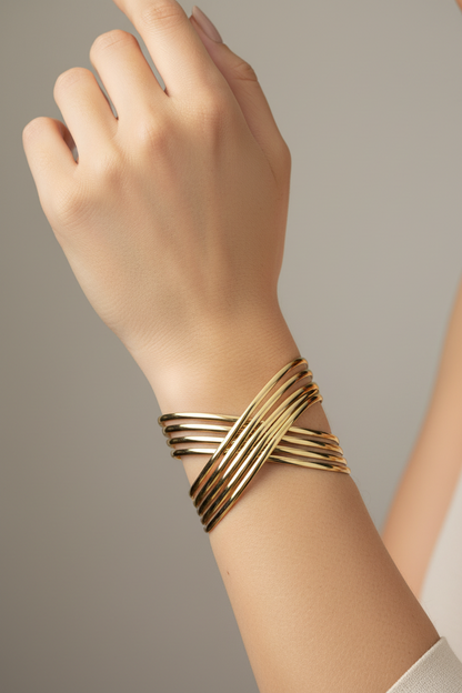 Criss Cross Wide Cuff Bangle