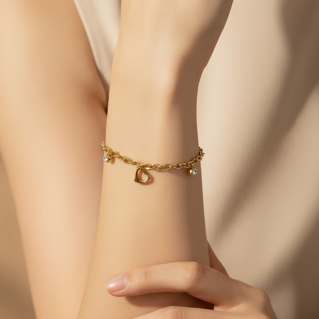 Open Heart Charm Bracelet