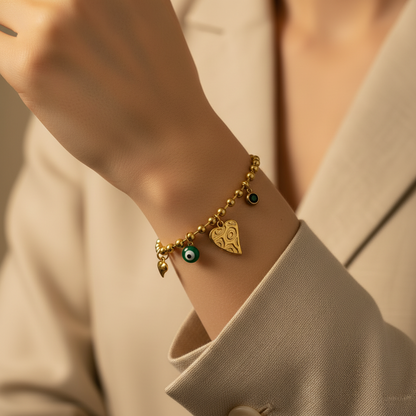 Evil Eye Heart Bead Bracelet