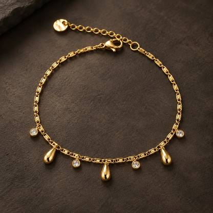 Golden Teardrop Charm Bracelet