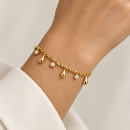 Golden Teardrop Charm Bracelet