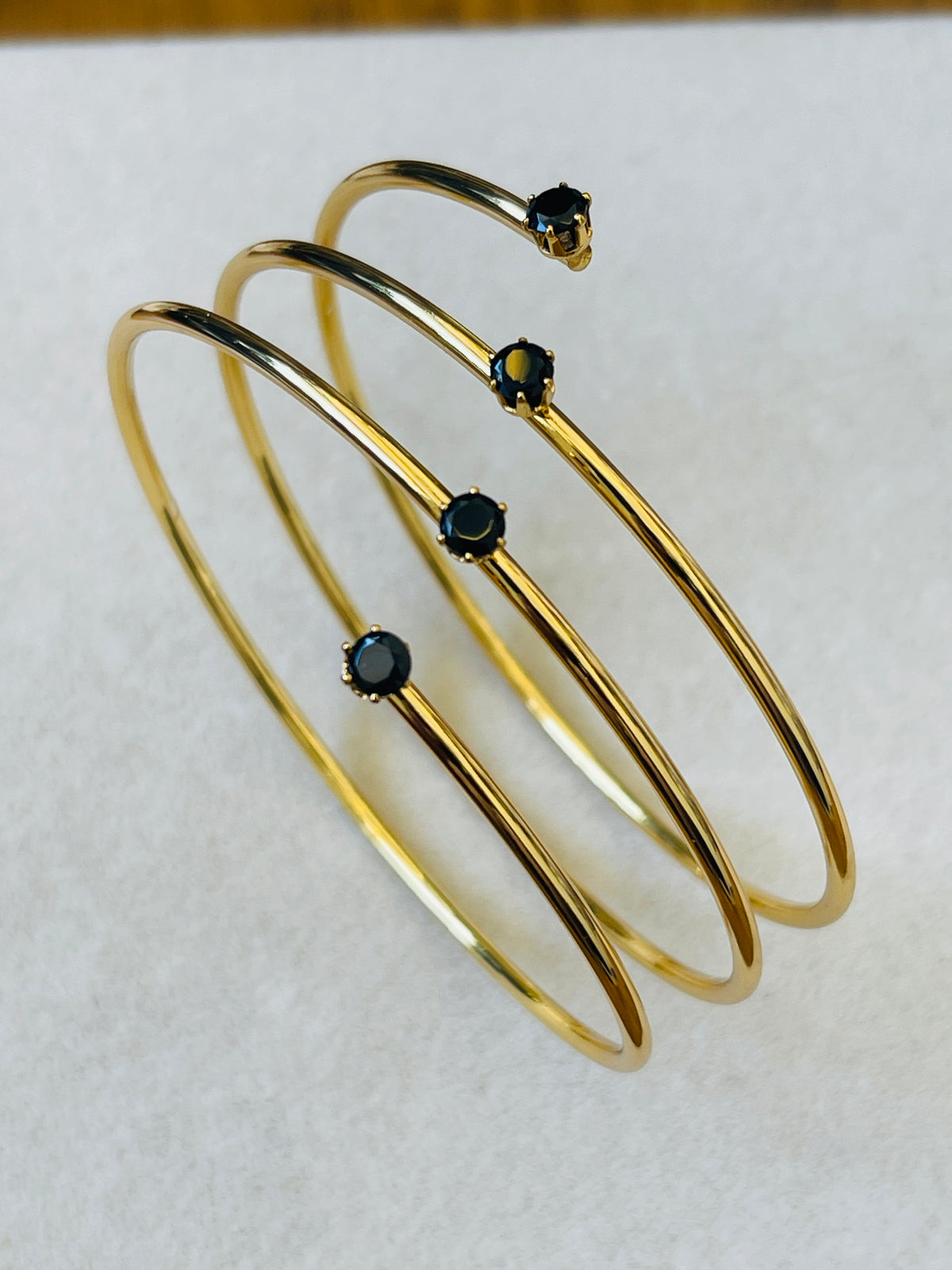 Black Stone Spiral Bangle